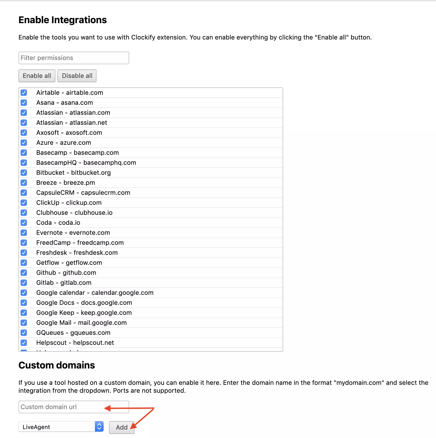 Cấu hình miền Clockify