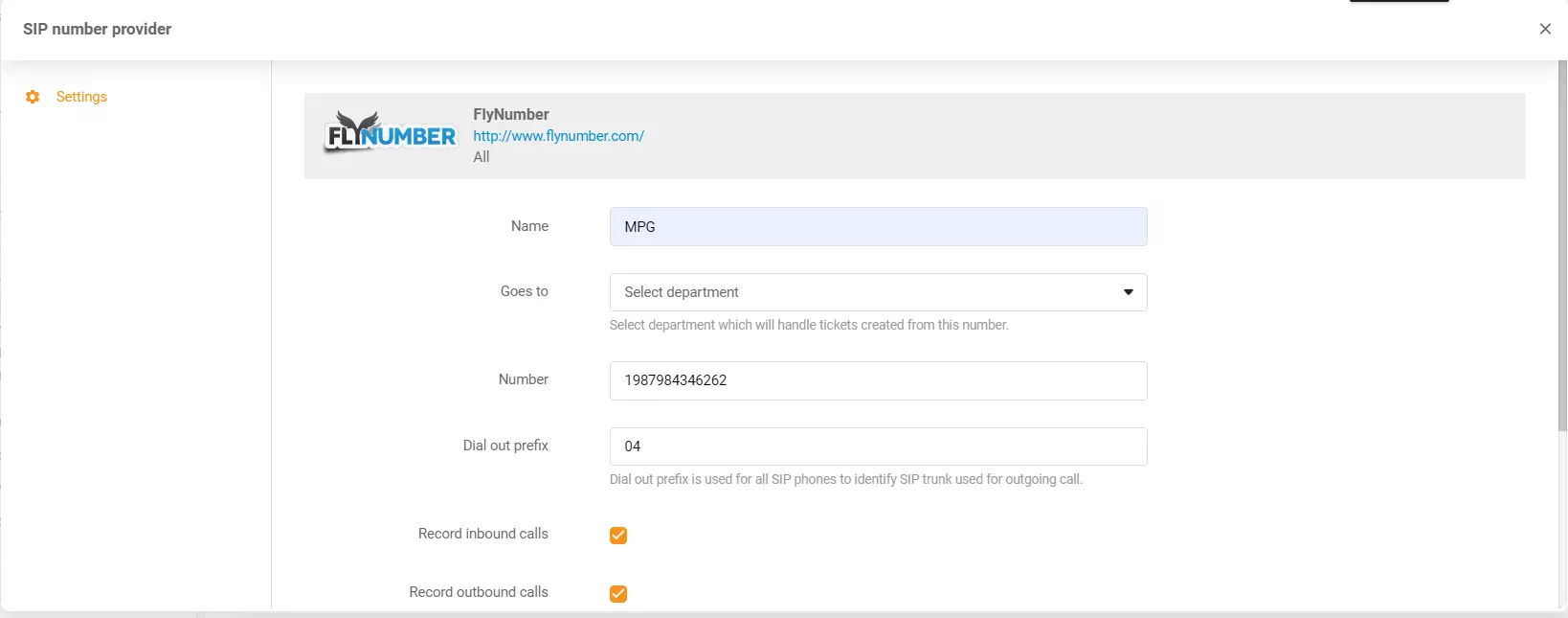 Thông tin xác thực FlyNumber