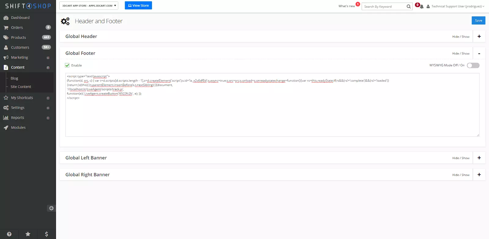 Cài đặt Shift4Shop với tùy chọn tùy chỉnh mã