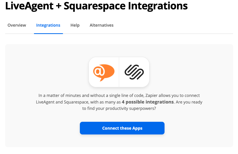 Kết nối LiveAgent với Squarespace qua Zapier