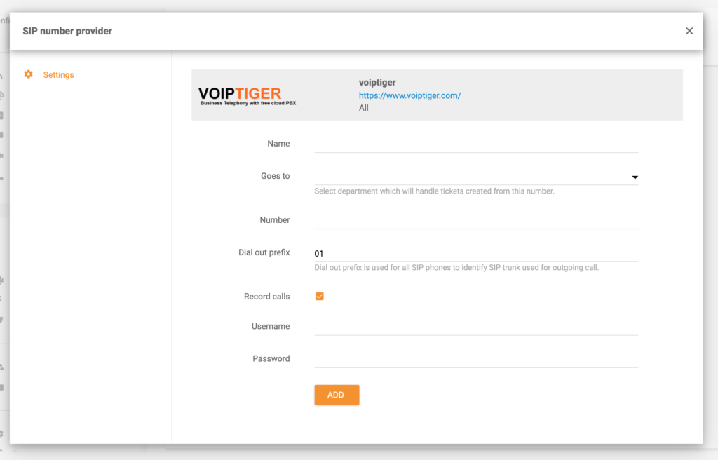 VoipTiger in LiveAgent