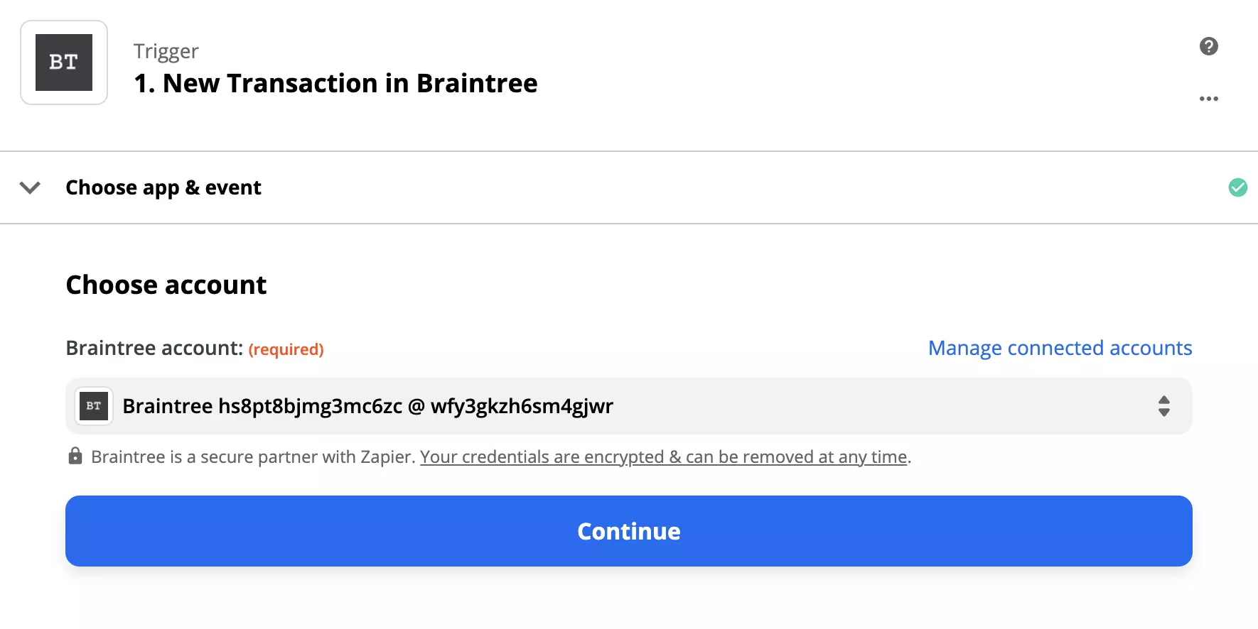 Cấu hình kích hoạt Braintree trên Zapier