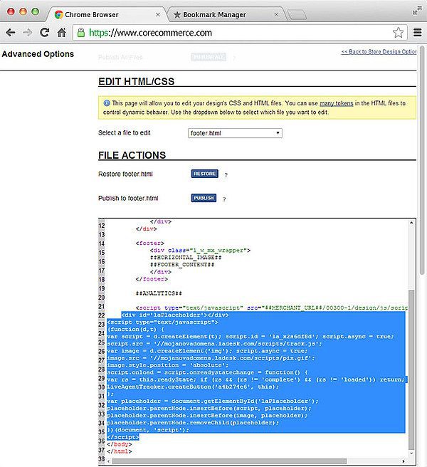 Tích hợp CoreCommerce LiveAgent