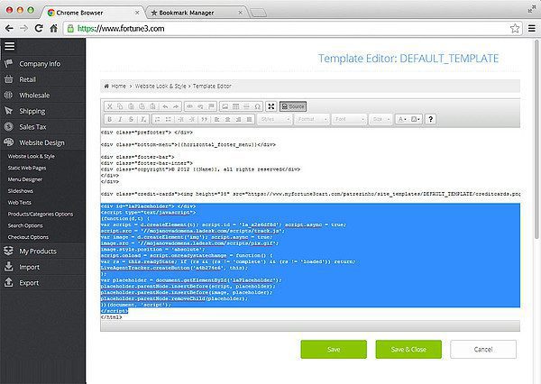 Thiết lập tích hợp LiveAgent Fortune 3