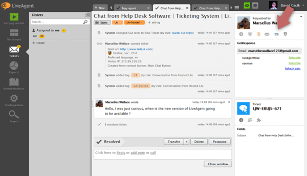 Tích hợp GetResponse LiveAgent