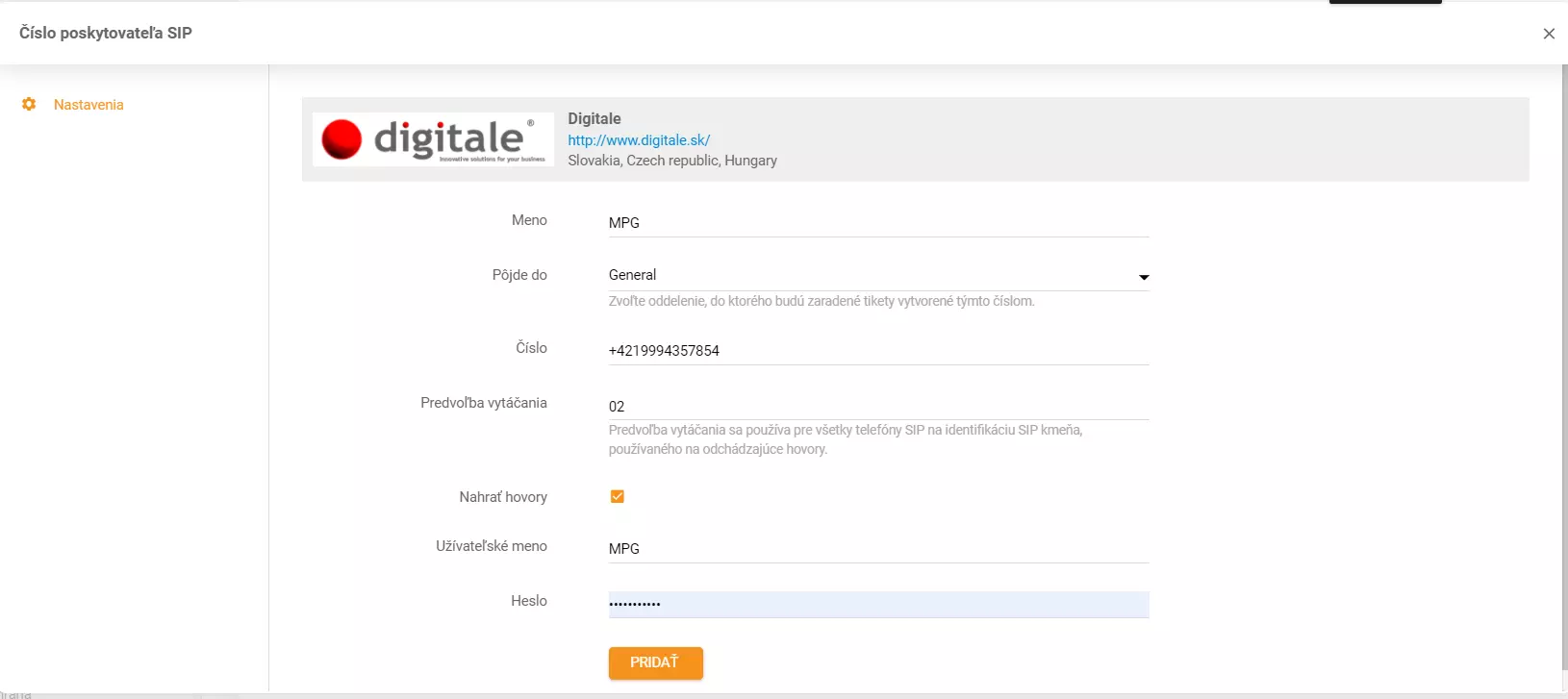 Thiết lập thông tin xác thực Digitale
