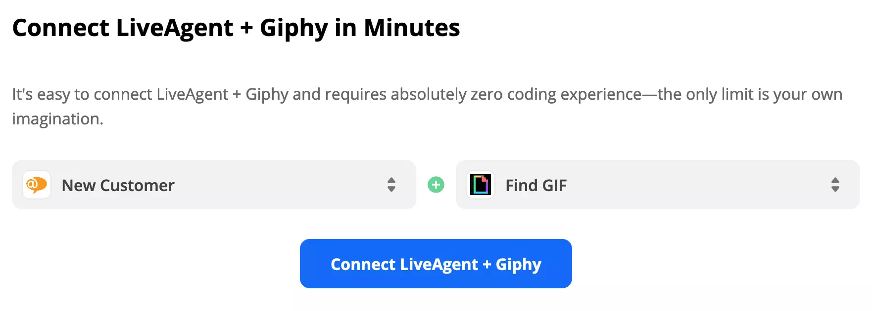 Kích hoạt LiveAgent và hành động Giphy được chọn trên Zapier