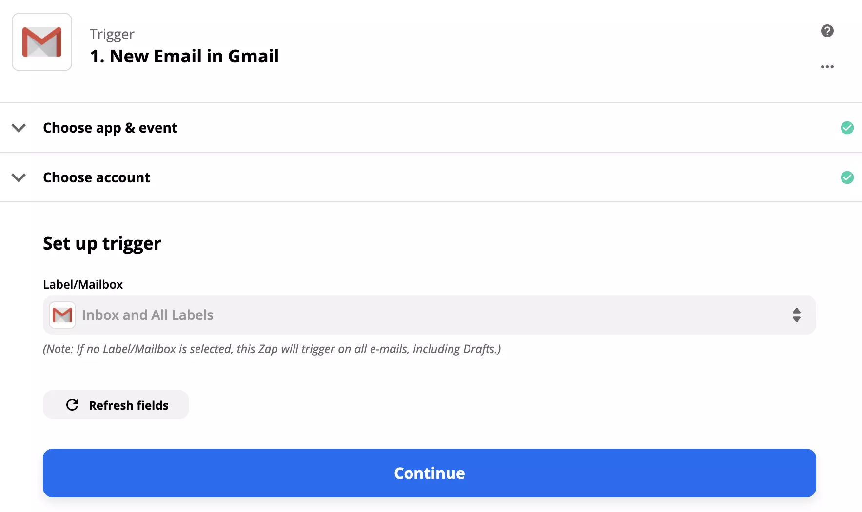 Cấu hình kích hoạt Gmail trong Zapier