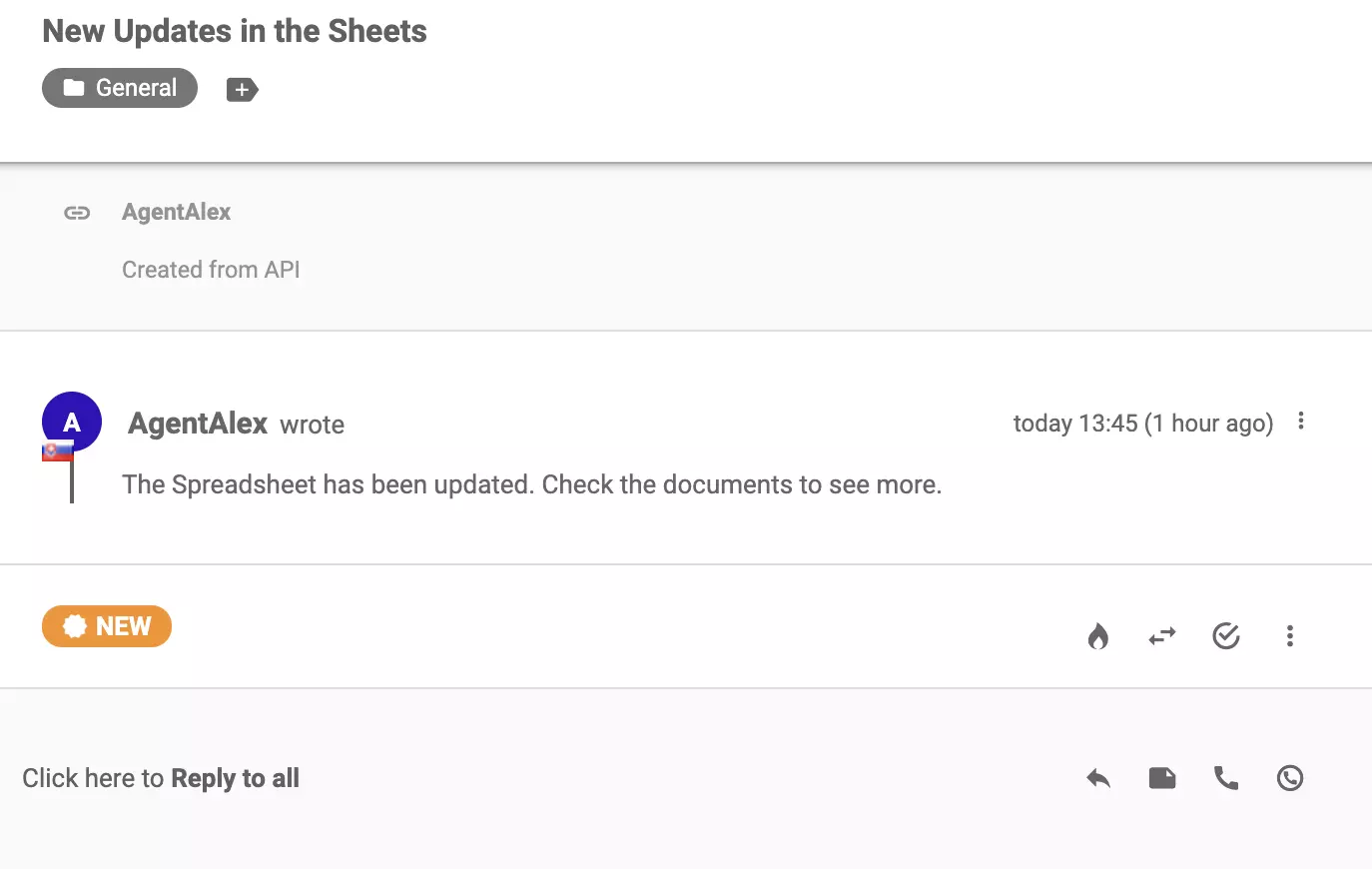 Một vé mới đã đến hệ thống vé sau khi tích hợp thành công với Google Forms