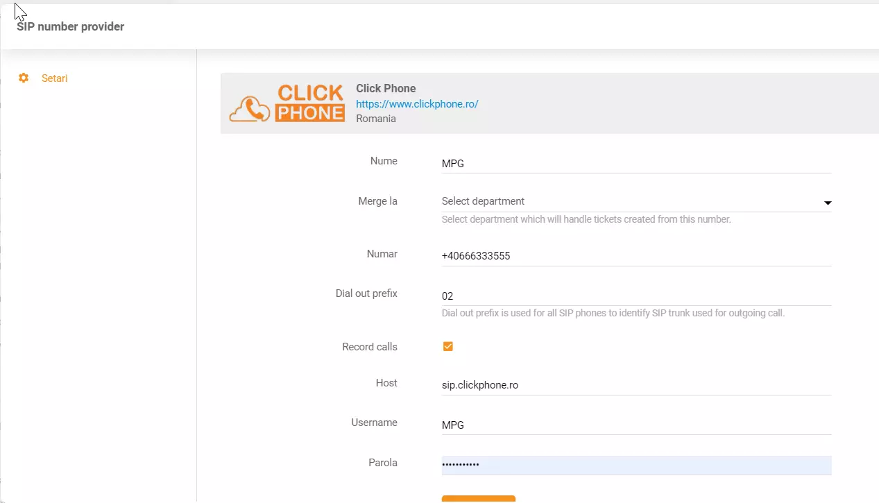 ClickPhone credentials