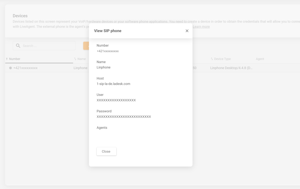 Cấu hình thiết bị SIP LiveAgent