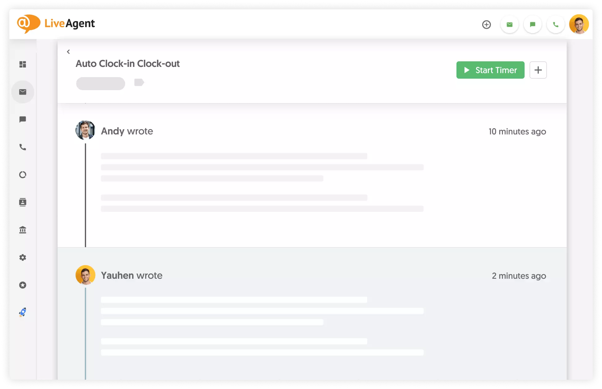 LiveAgent theo dõi thời gian với Everhour