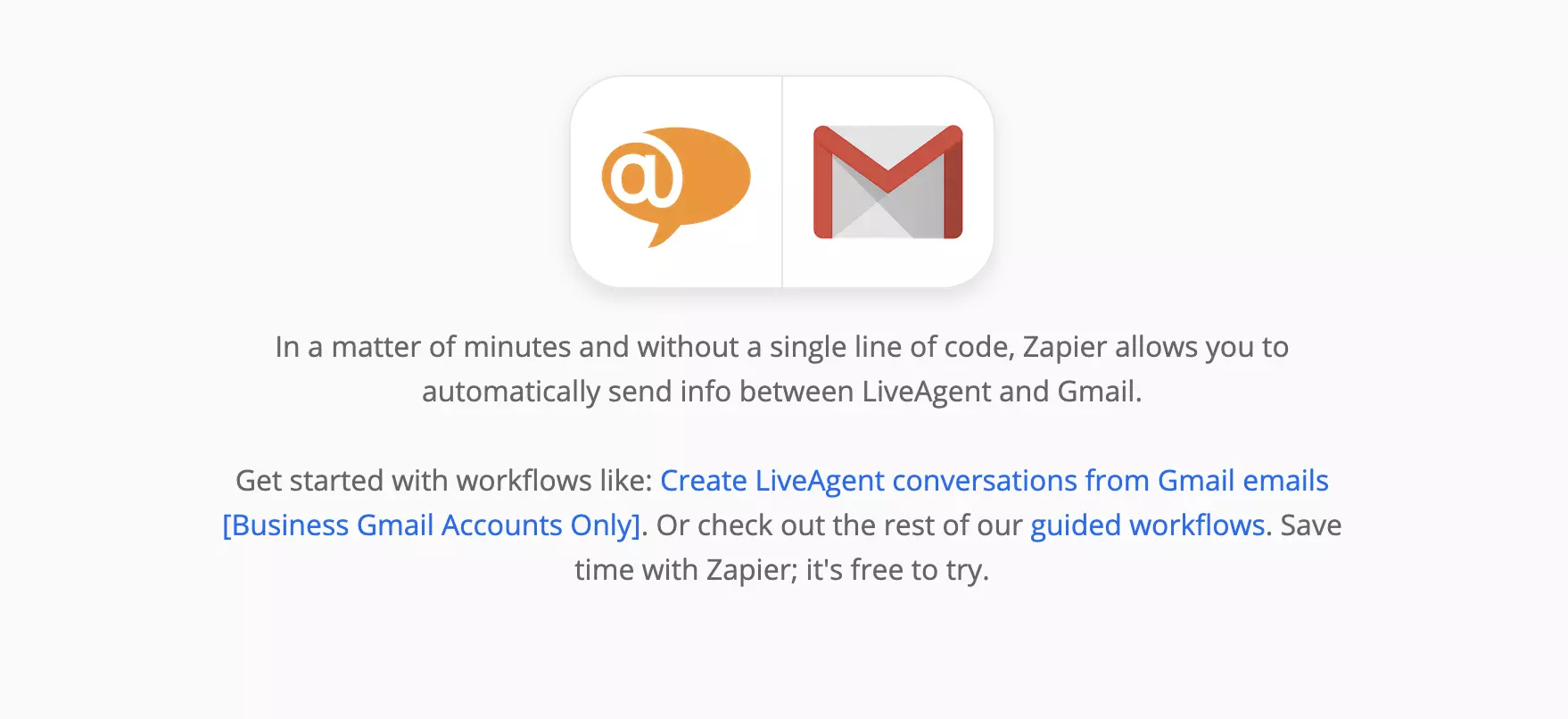 Tích hợp LiveAgent và Gmail trên Zapier