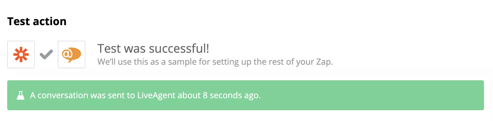 Bài kiểm tra thành công của tích hợp Google Sheets và LiveAgent