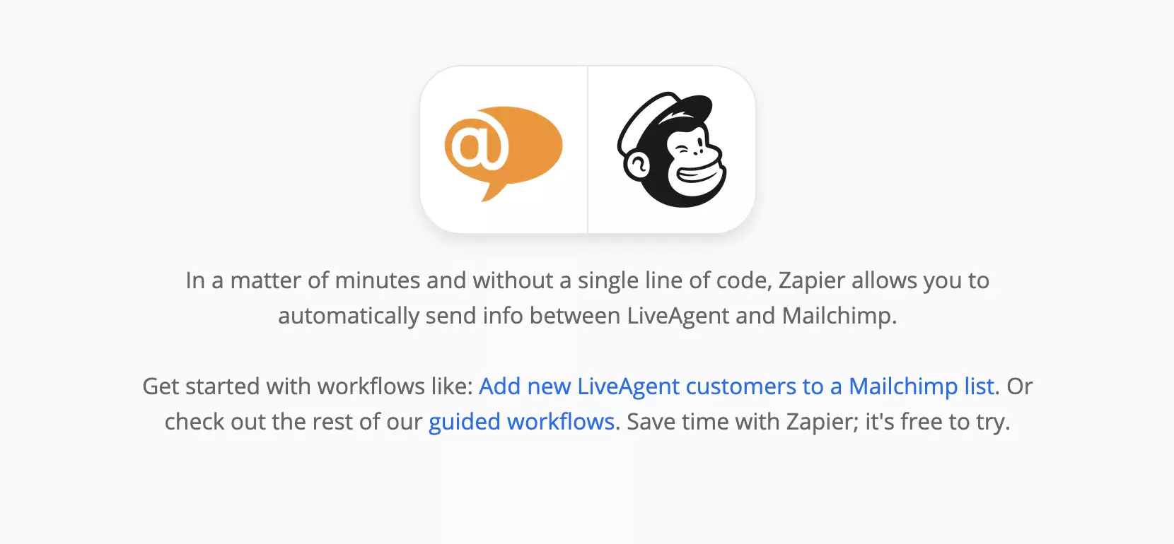 Trang tích hợp LiveAgent và Mailchimp trên Zapier