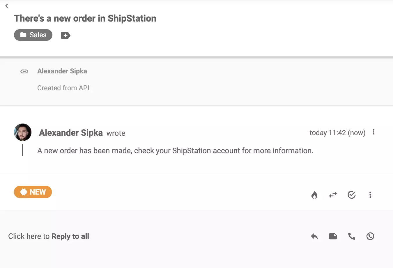 Thông báo ShipStation được gửi sau khi đơn hàng mới được thực hiện