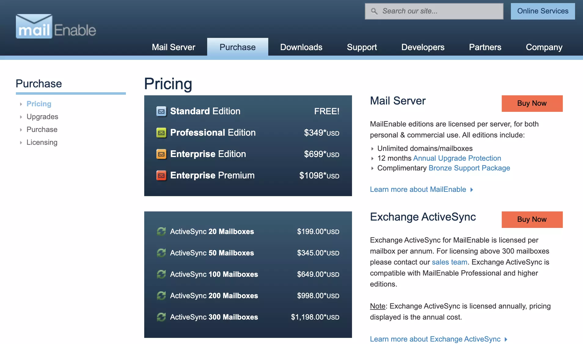 Các gói MailEnable