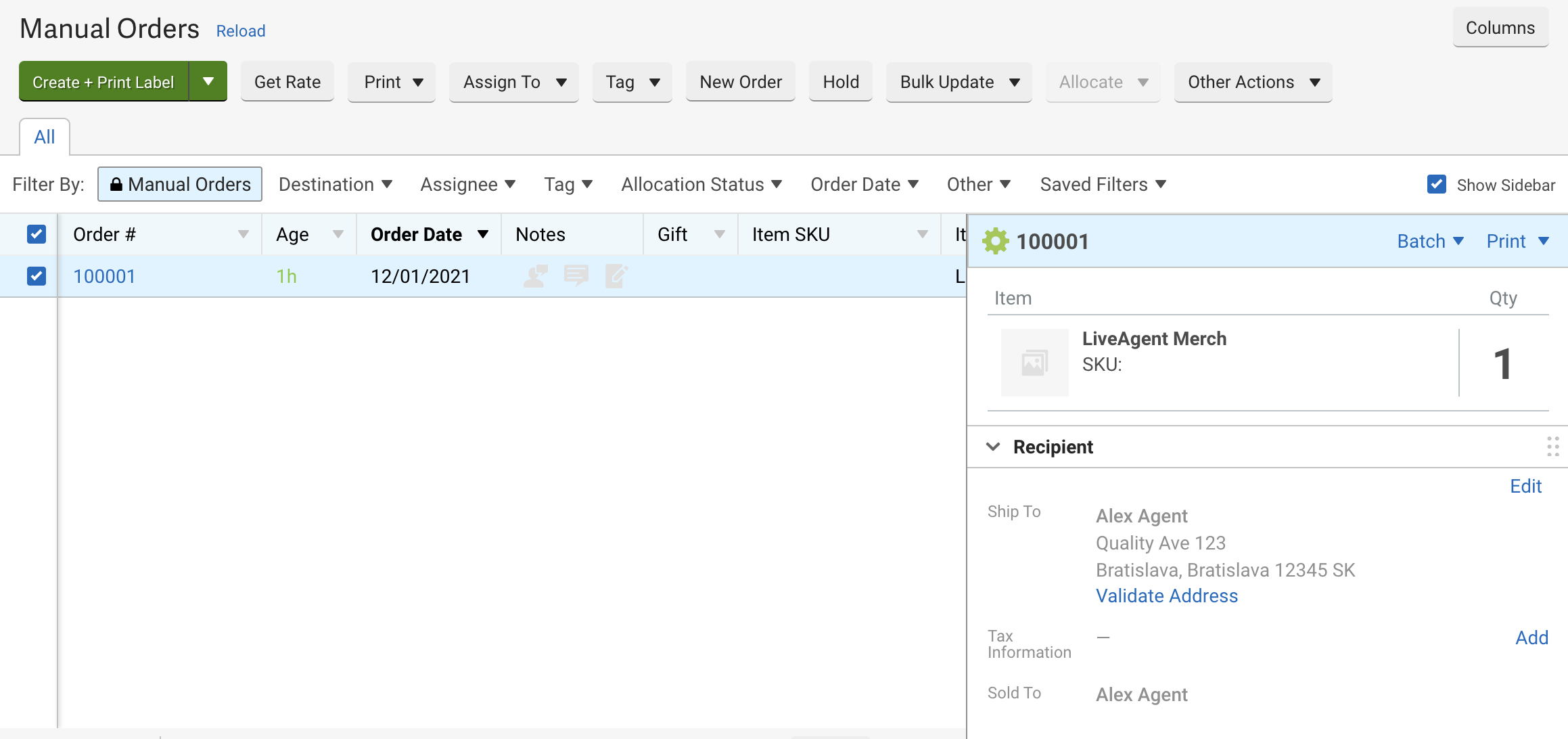 Đơn hàng mới được tạo trong ShipStation