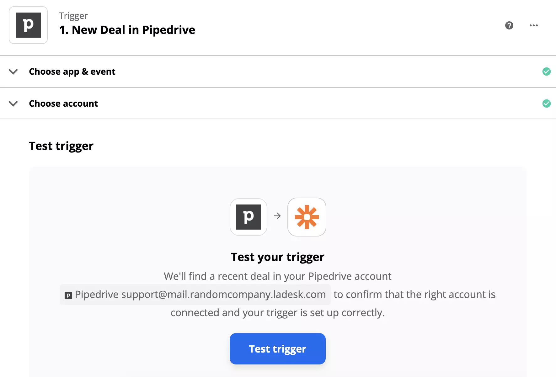 Kiểm tra kích hoạt PipeDrive sau khi thiết lập kích hoạt trên Zapier