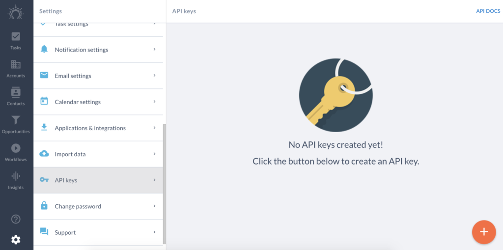 Khóa API trong cấu hình Salesflare