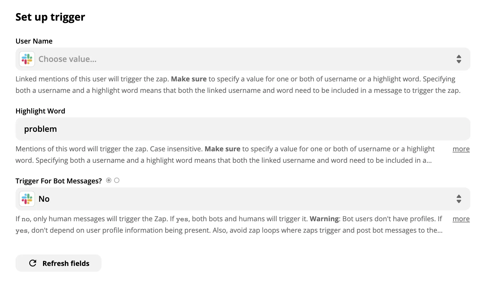 Trình bày thiết lập kích hoạt Slack trên Zapier