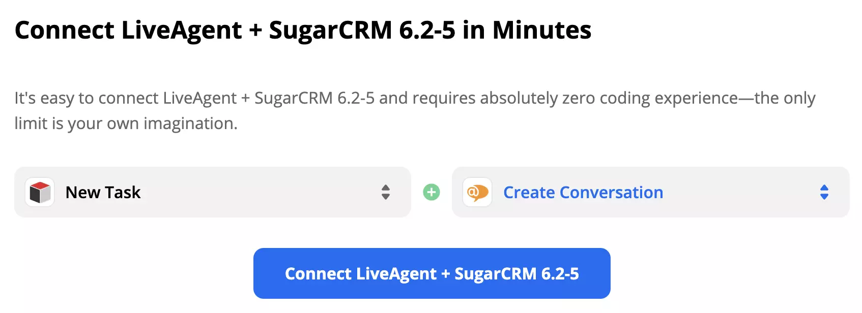 Kích hoạt SugarCRM Nhiệm vụ mới và hành động LiveAgent Cuộc trò chuyện mới