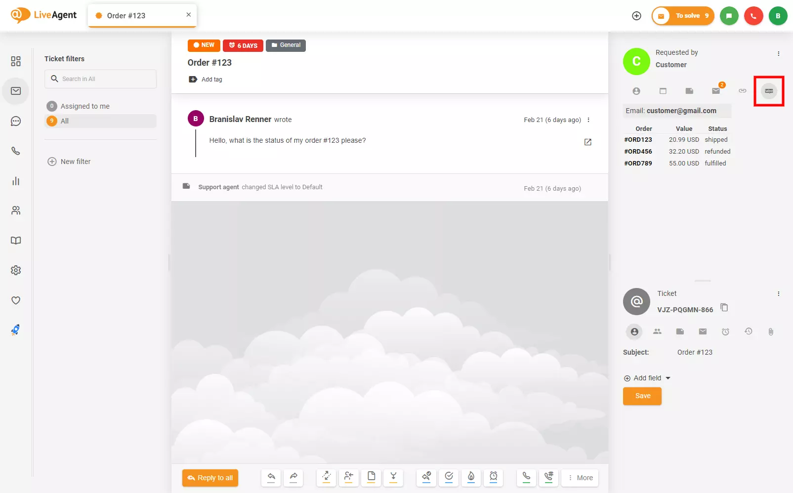 Nơi tìm tích hợp Woocommerce trong vé LiveAgent
