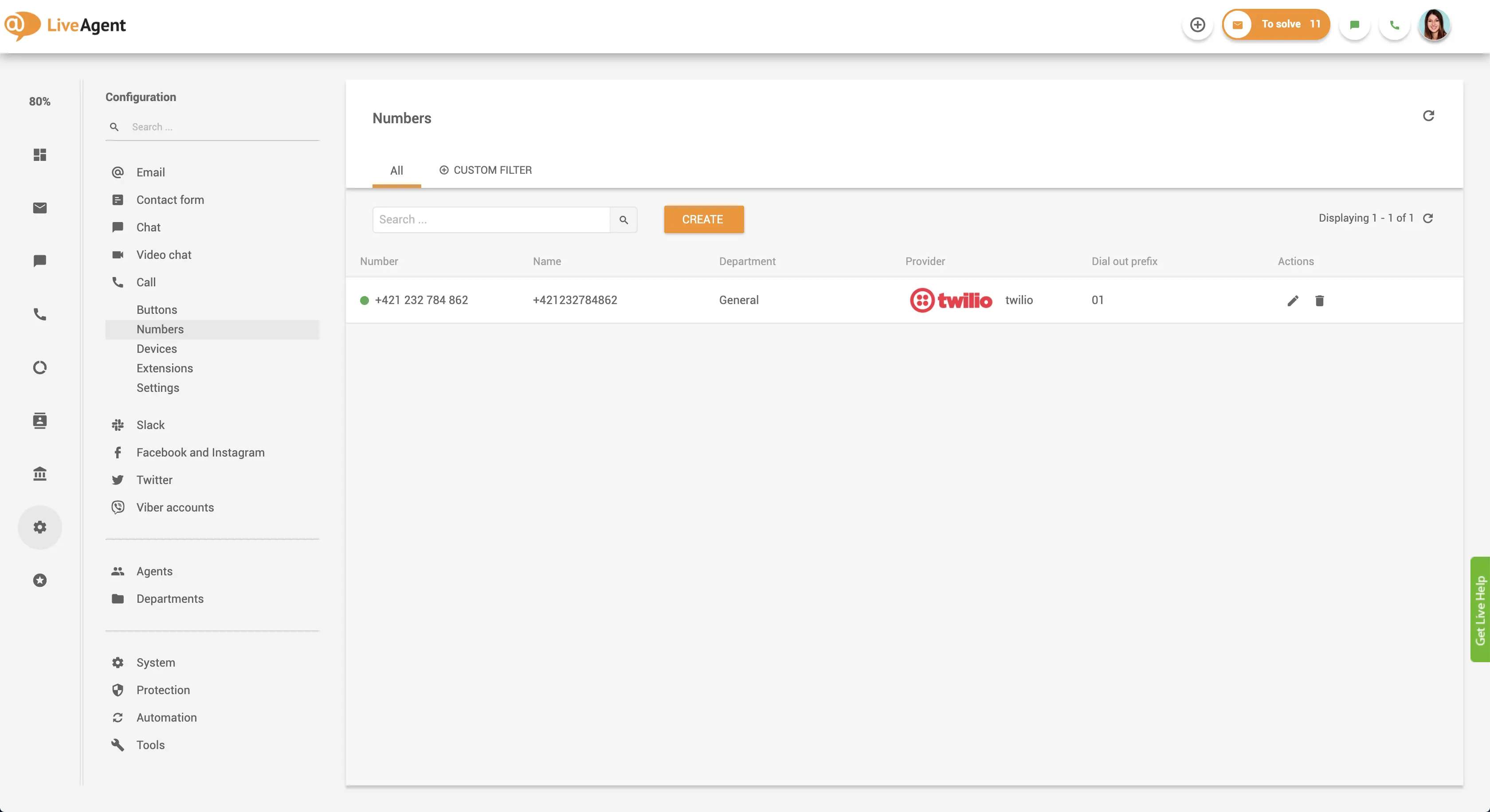 Giao diện kết nối số điện thoại