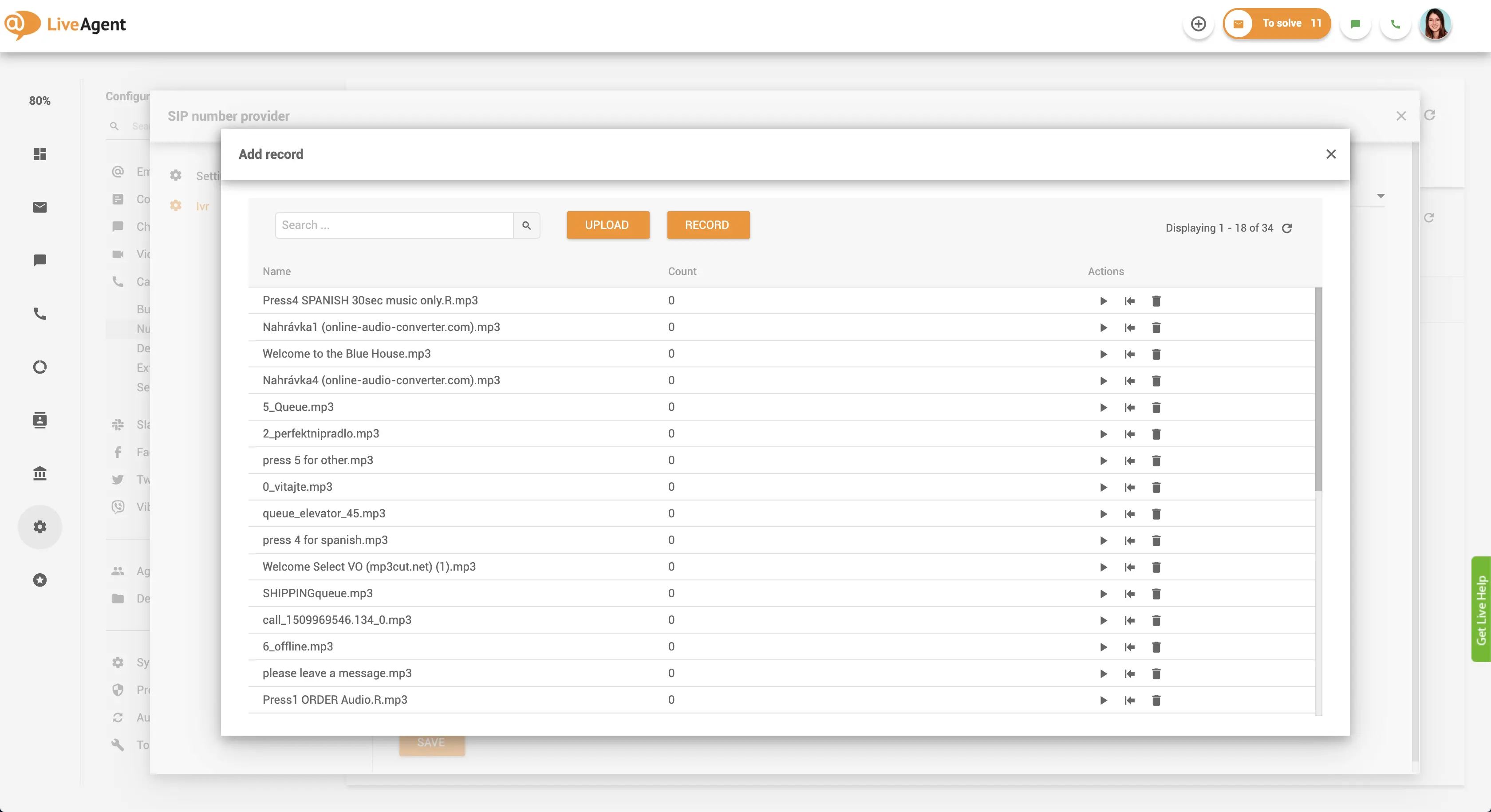 Giao diện tải lên tin nhắn IVR