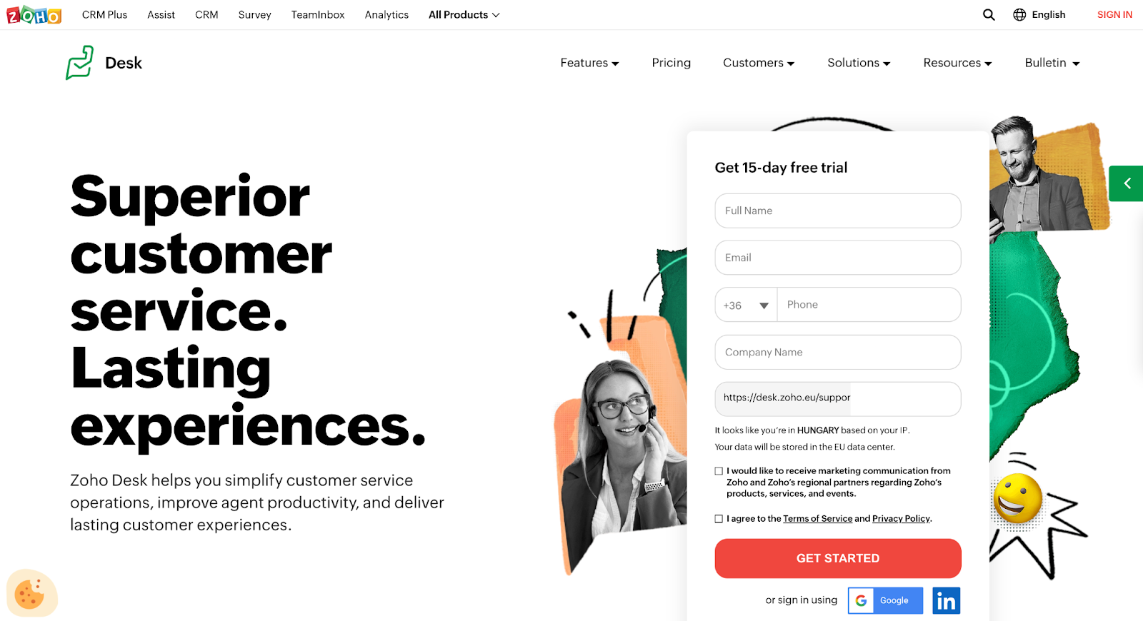 Trang chủ Zoho Desk ticketing system