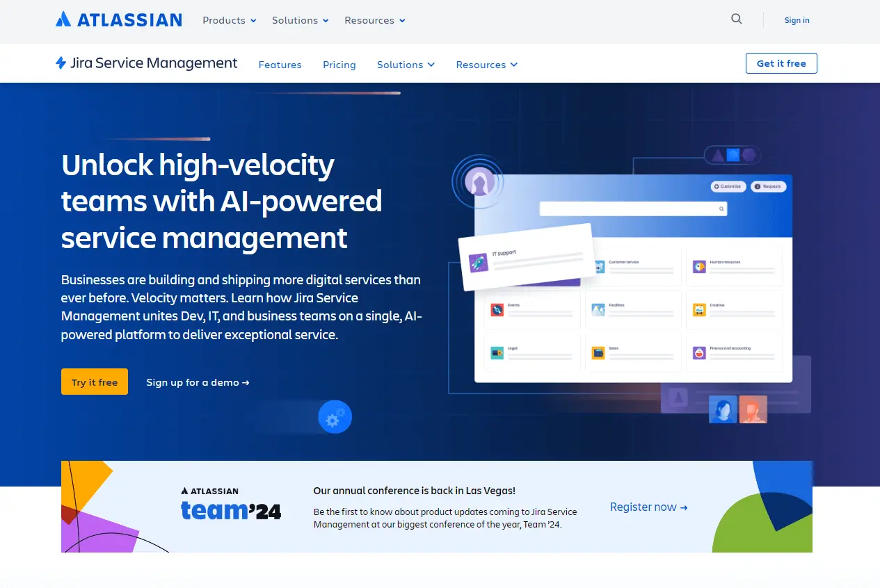 Trang chủ Jira Service Management, một giải pháp thay thế Help Scout cho phần mềm help desk
