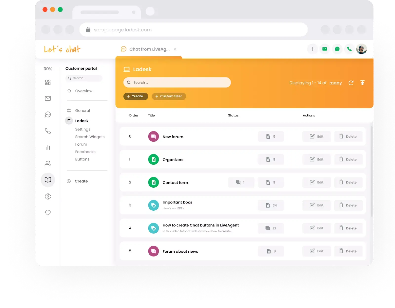 Cổng thông tin hỗ trợ cơ sở kiến thức Live Agent