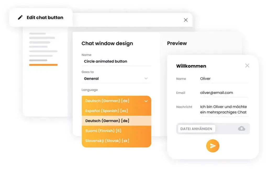 Widget chat đa ngôn ngữ