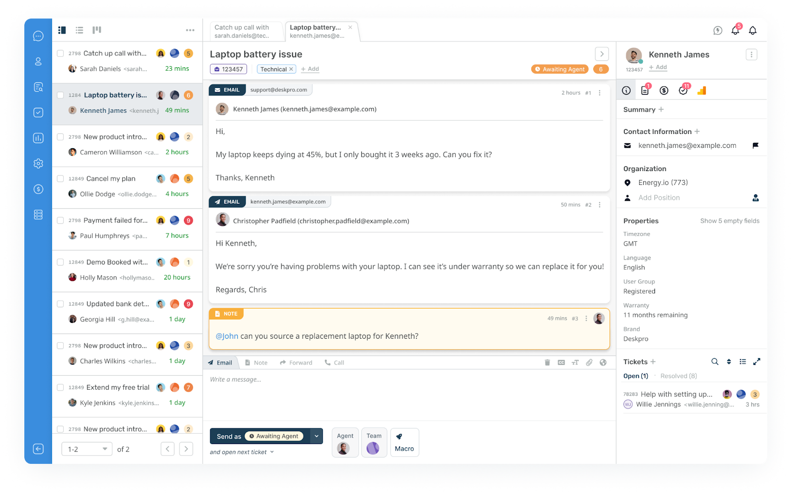 Ảnh chụp màn hình giao diện Deskpro