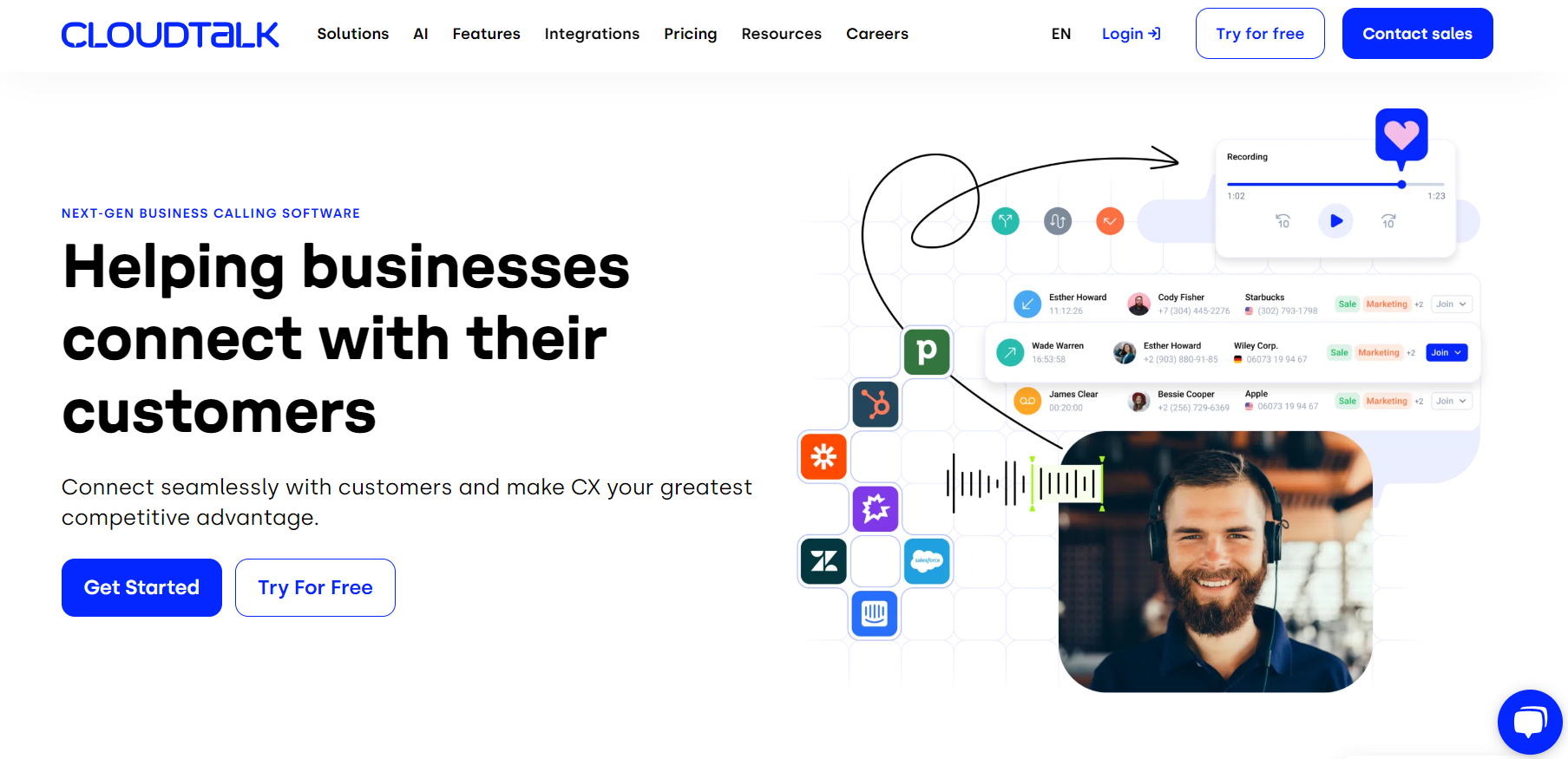 Trang chủ phần mềm trung tâm cuộc gọi CloudTalk