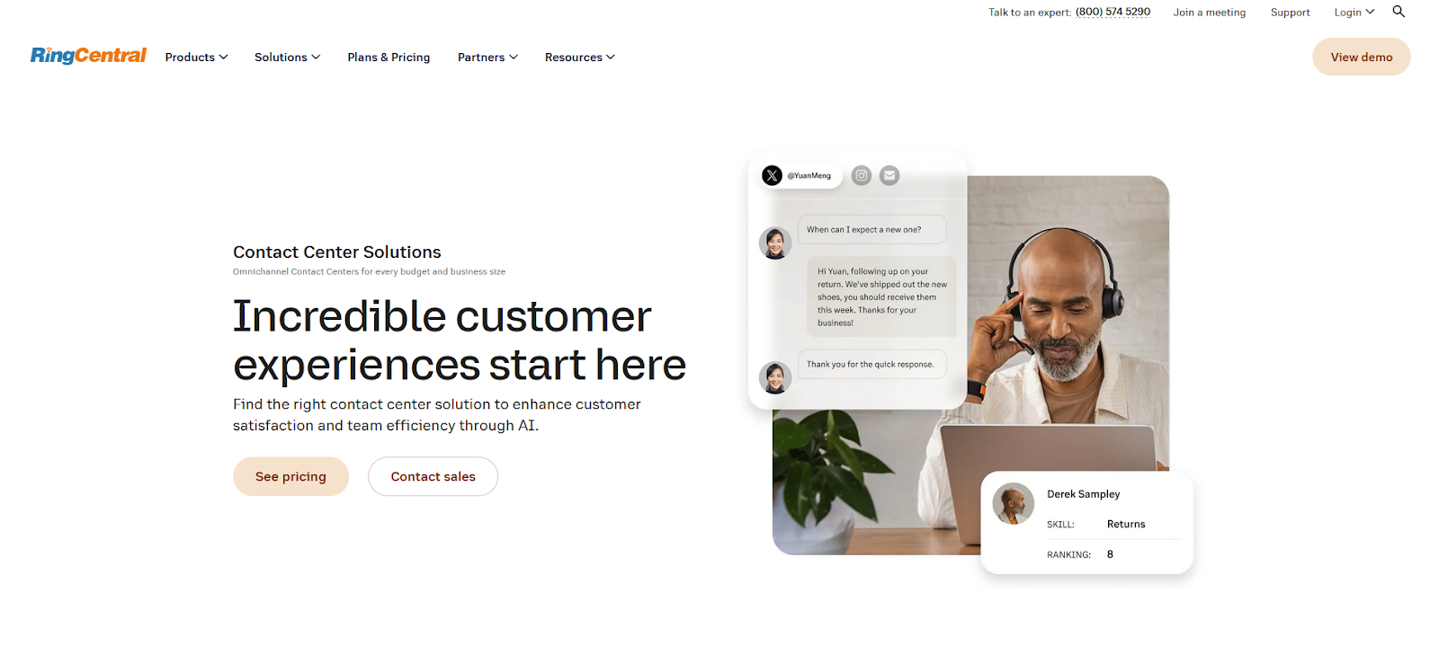 Trang chủ phần mềm RingCentral Contact Center