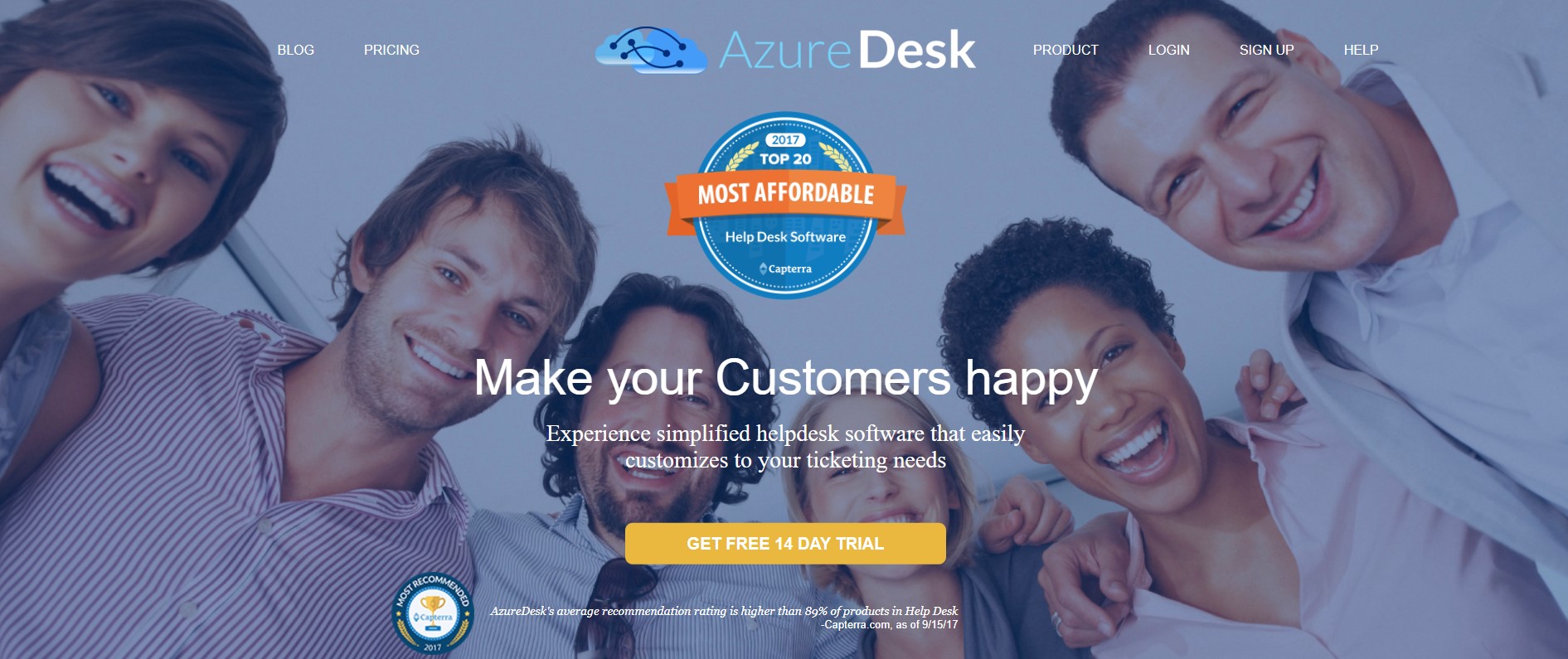 Trang chủ hệ thống hỗ trợ quản lý ticket Azuredesk