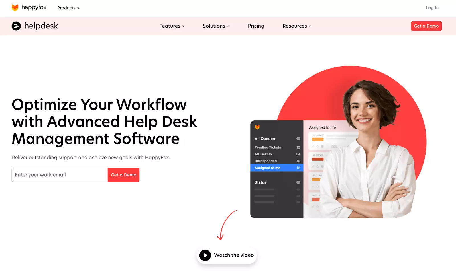 Trang chủ hệ thống quản lý ticket help desk Happyfox