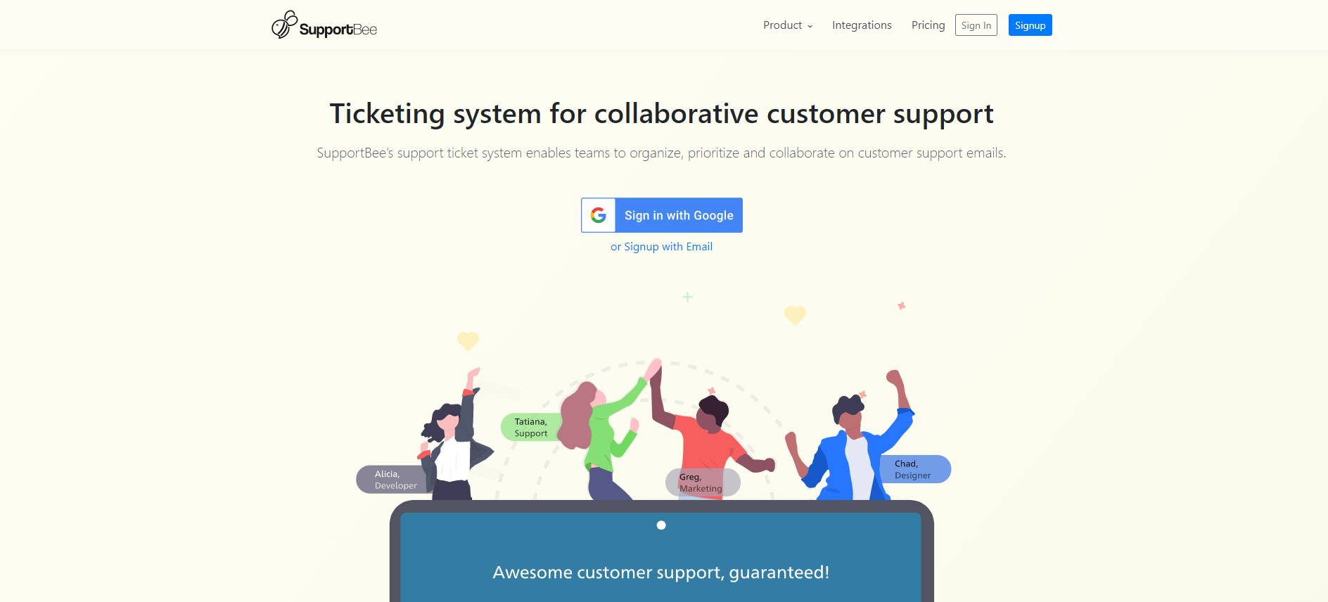 Trang chủ hệ thống quản lý ticket IT Supportbee