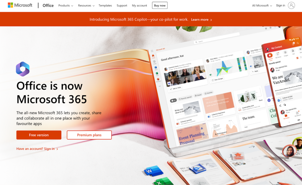 Trang chủ Microsoft 365, phần mềm quản lý email cho doanh nghiệp