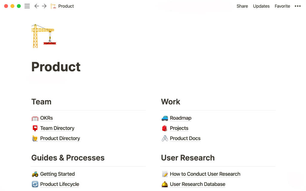 Minh họa cơ sở kiến thức được tạo bằng Notion