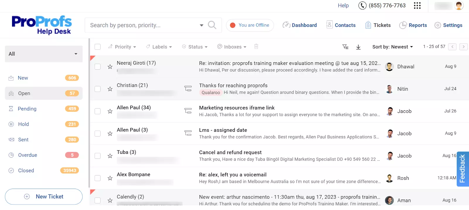 Tổng quan vé mở ProProfs Help Desk