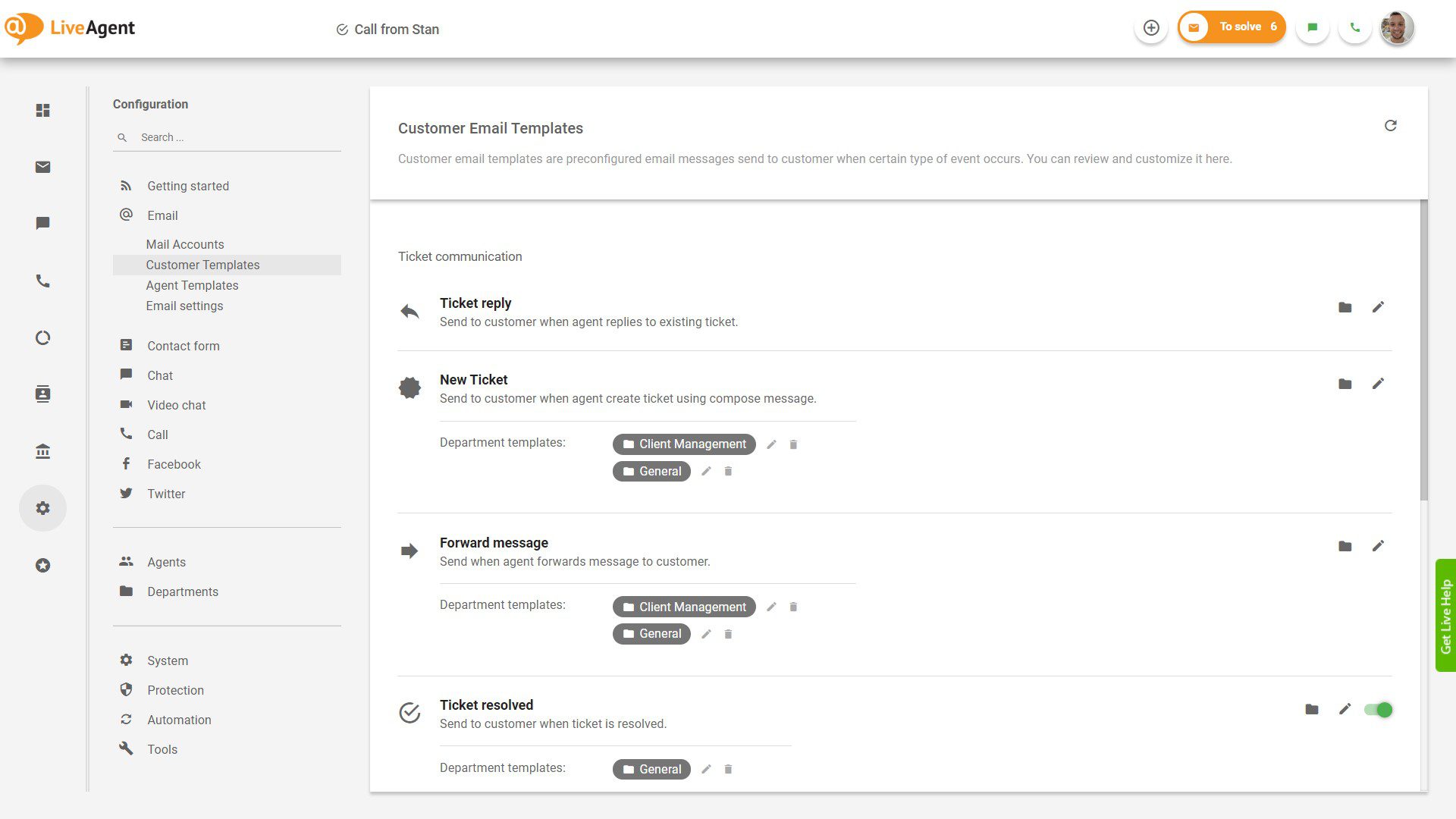 Cài đặt mẫu email