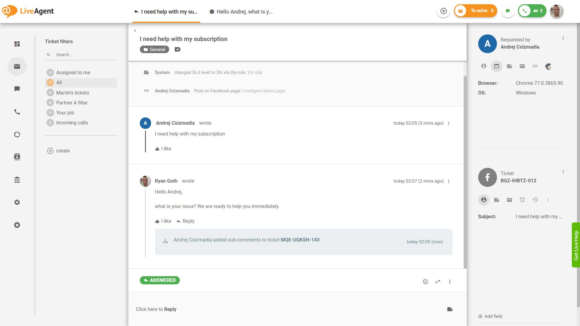 Facebook comment la view