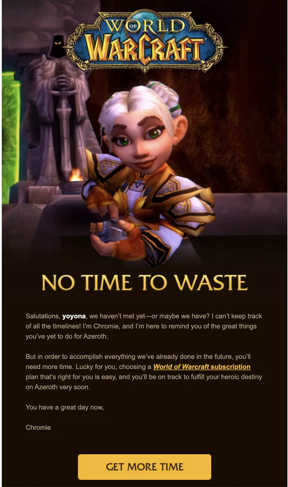 Mẫu email gia hạn Blizzard