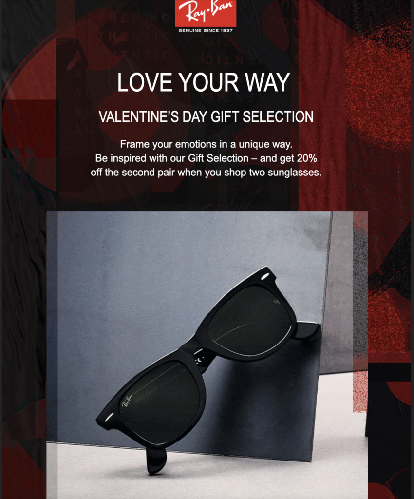 Chiến dịch email Ngày Valentine của RayBan