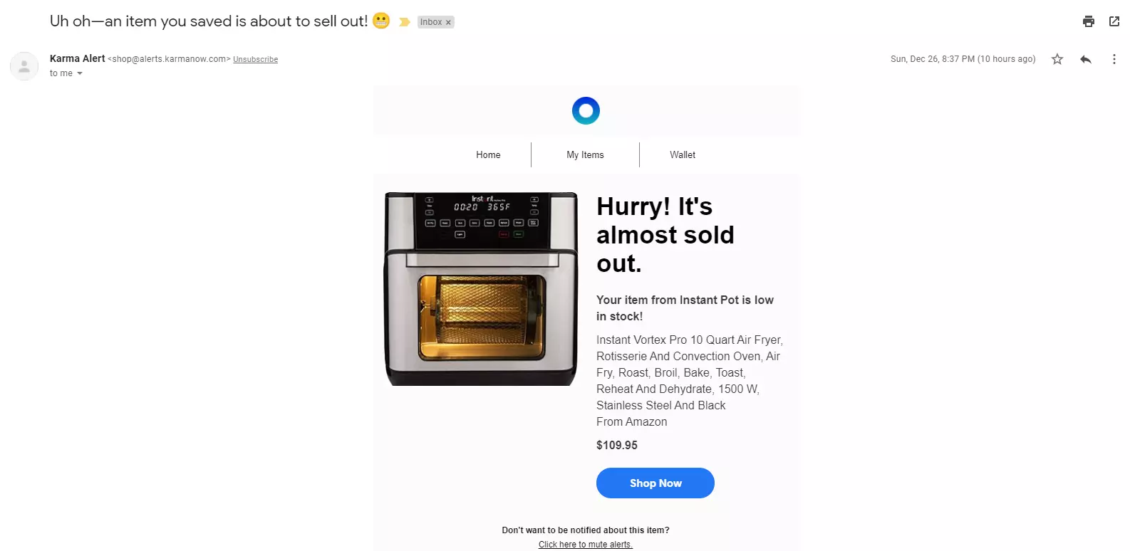 Email cơ hội cuối cùng của Karmanow