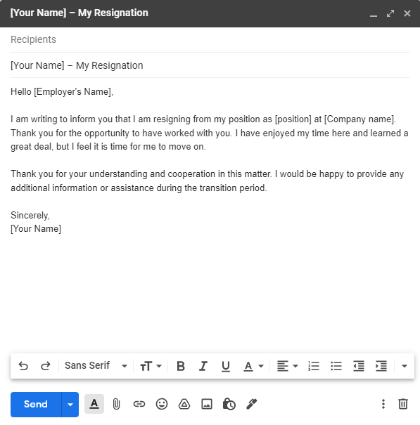 Mẫu email - Từ Chức