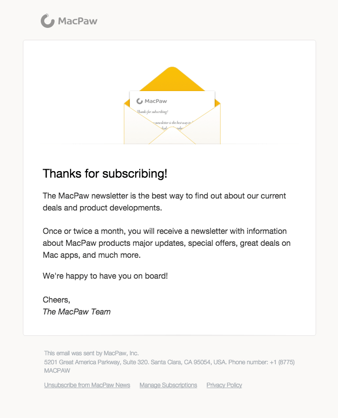 Ví dụ email cảm ơn chào mừng