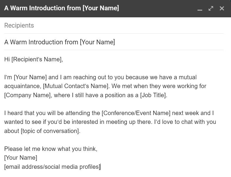 Mẫu email giới thiệu ấm áp
